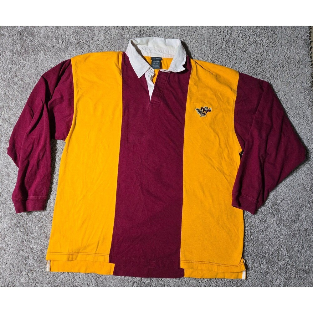 Pro Edge Minnesota Golden Gophers Rugby Long Sleeve Shirt Maroon Gold Stripes XL